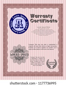 Red Vintage Warranty template. With great quality guilloche pattern. Modern design. Customizable, Easy to edit and change colors. 