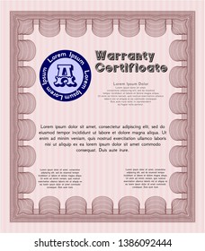 Red Vintage Warranty template. Lovely design. Detailed. With quality background. 