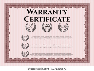 Red Vintage Warranty template. Money design. With complex background. Customizable, Easy to edit and change colors. 
