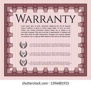 Red Vintage Warranty template. Nice design. Complex background. Vector illustration. 