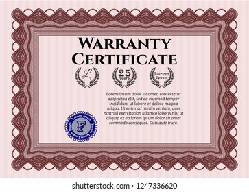 Red Vintage Warranty template. Perfect design. With background. Customizable, Easy to edit and change colors. 
