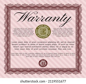 Red Vintage Warranty template. Sophisticated design.  Easy to print.  Detailed. 