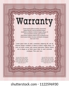 Red Vintage Warranty template. Vector illustration. With complex background. Money design. 
