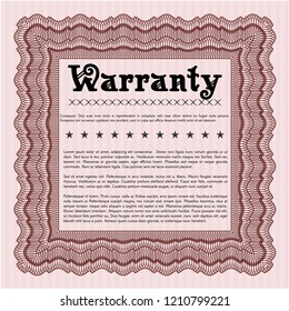Red Vintage Warranty template. Vector illustration. With guilloche pattern and background. Money Pattern design. 