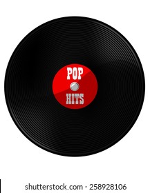 Red Vinyl Record With Text Pop Hits Vector, Pop Music, Pop Band