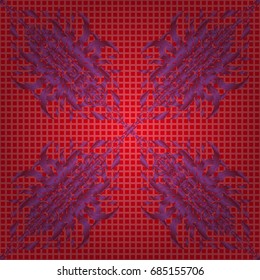 Red and violet abstract ornament, vector seamless pattern of abstract decorative elements.