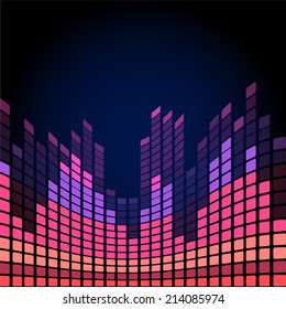 Red Violet Digital Equalizer With Perspective Distortion