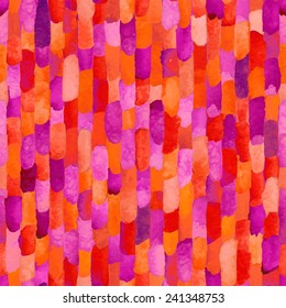 Red and violet watercolor bricks. Vector abstract seamless pattern.
