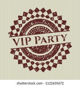 Red VIP Party distress grunge stamp