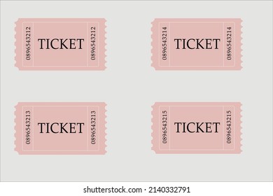 Red vip ticket. Carnival cupon. Retro ticket illustration.Festival coupon. Red ticket on the cinema