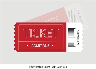 Red vip ticket. Carnival cupon. Retro ticket illustration.Festival coupon. Red ticket on the cinema