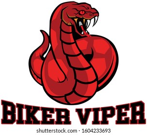 Red Viper Mascot Cartoon Logo Design