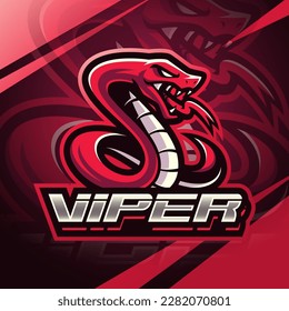 Red viper snake mascot logo design