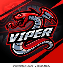 Red viper snake mascot logo design