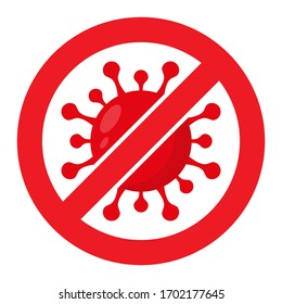 Red Virus Corona Vector Illustration Icon 3d No Or Dont Get Sign Symbol Slash In White Background Modern Flat Design Brand