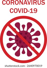 Red virus, Coronavirus COVID-19 stop sign illustration. Medical awareness symbol to prevent virus spread. Perfect for health posters, infographics, and public safety campaigns.