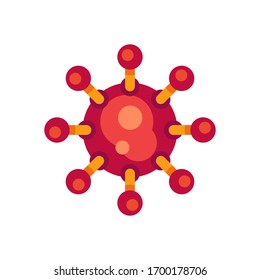 Red virus flat icon. SARS-CoV-2 novel coronavirus vector illustration