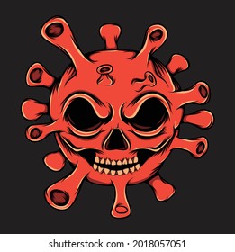Das rote Virus verleiht dem Lächeln die Illustration