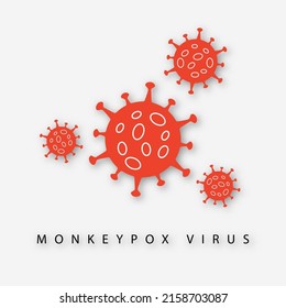 Red virus icon sign monkeypox with shadow. Pox virus concept. Vector clipart illustration