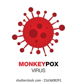 Red virus icon sign monkeypox. Pox virus concept. Vector illustration. Monkeypox virus medical banner. Monkeypox virus on white background. Monkeypox vector background.