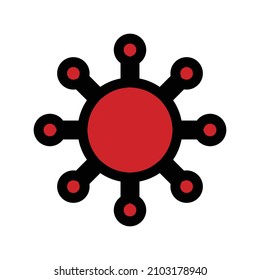 Red virus icon. Vector illustration.