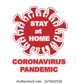 Red virus sign with coronavirus text isolated on white background