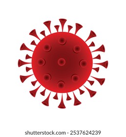 Ilustración vectorial de virus rojo en blanco aislado