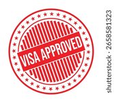 Red Visa Approved Rubber Stamp Seal Vector.