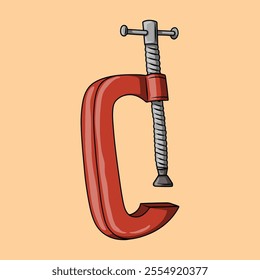 Red vise or c clamp. illustration of clamp g