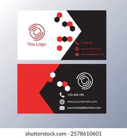 Red visiting card , your name and logo Modern professional business card design vector, Clean Business Card Design Template, double-sided creative business card vector design.