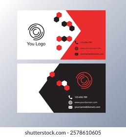 Red visiting card , your name and logo Modern professional business card design vector, Clean Business Card Design Template, double-sided creative business card vector design.