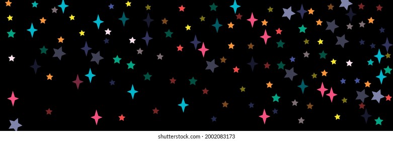 Red Vivid Vibrant Yellow Stars Bright Turquoise Stars Ornament. Chaotic Violet Grey Pink Lavender Blue Multicolor Sky Wallpaper. Night Black Colorful Orange Green Pastel Print Illustration.