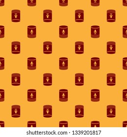 Red Voice assistant icon isolated seamless pattern on brown background. Voice control user interface smart speaker. Flat design. Vector Illustration