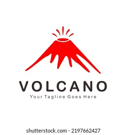 Red Volcano Logo Vector Template