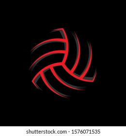 Red volleyball ball colored silhouette. Vector illustration. 