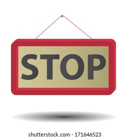 Red volume door board icon with text "STOP" . Vector illustration