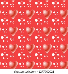 red volume hearts seamless pattern on red background
