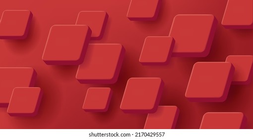 red volume squares creating dynamic texture, 3d render style. Vector illustration