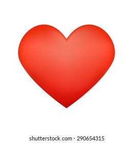 Red volumetric heart isolated on white background. Vector illustration