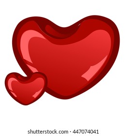 Red volumetric heart isolated on white background. Vector illustration.