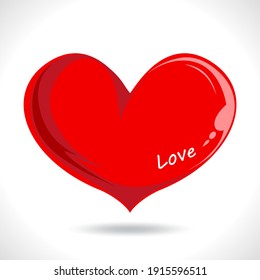 Red volumetric heart template isolated on white background. A beautiful vector symbol of love and romance for design