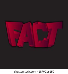 red volumetric vector word "fact" with gradient and shadow