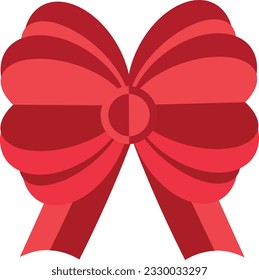 Red voluminous bow made from paper cut effects