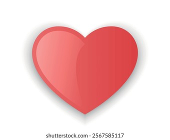 Red voluminous heart. Love symbol. Isolated vector element for valentines day design