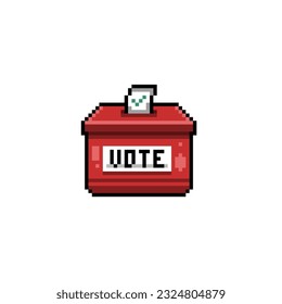 red vote box in pixel art style