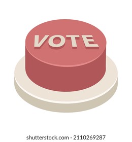 Botón de voto rojo sobre ilustración vectorial isométrica de fondo blanco