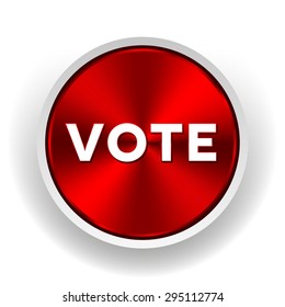 Red vote button with on white background