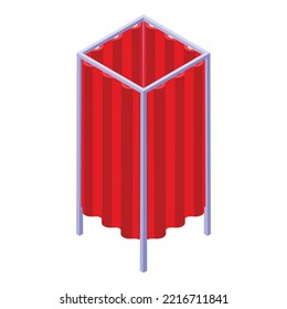 Red vote cabine icon isometric vector. Election booth. Voting poll