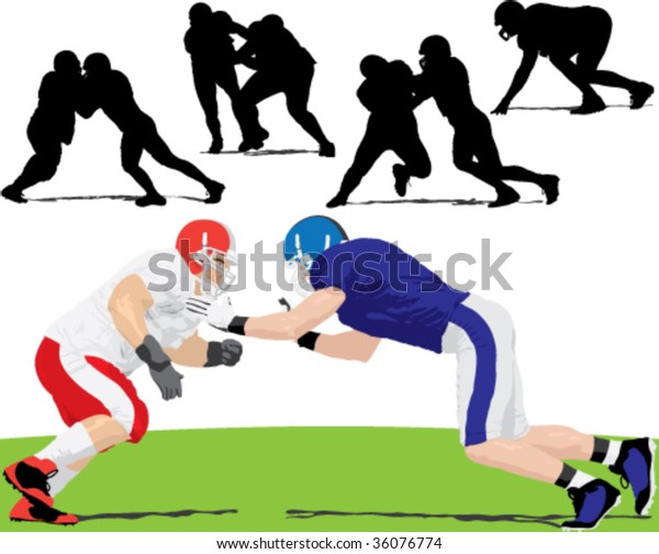 Red vs.\
Blue American football limemen\
illustration