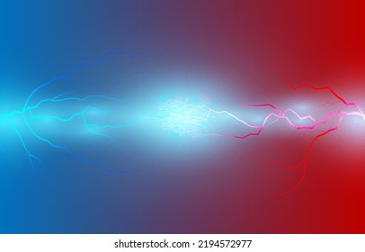 Red VS Blue sparkling lightning bolt Blue Energy technology with electric effect abstract layout with surrounded by lightnings luxurious pattern. Vector illustration eps10